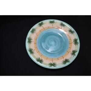 Anne Ormsby Baum Bros Tropical Plams pool ceramic 12.5" serving platter